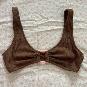Brown/Pink Scoop Bikini Top